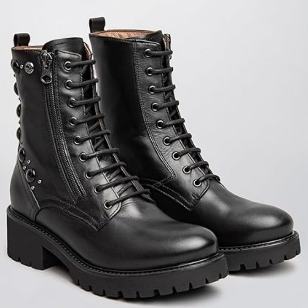 Nero Giardini Studded Combat Boot in Black